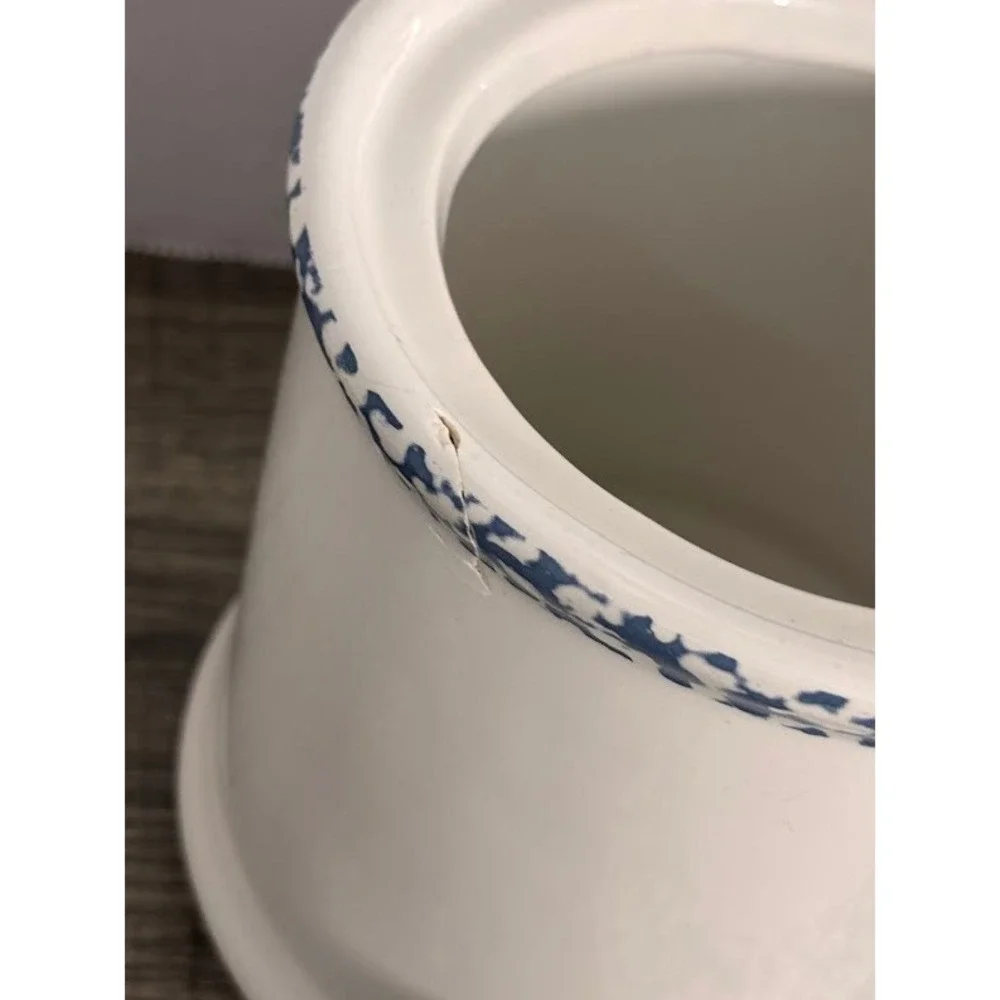 Jay Import Co Vintage Blue Heart Sponge Paint Ceramic Canister Set 3pc Farmhouse